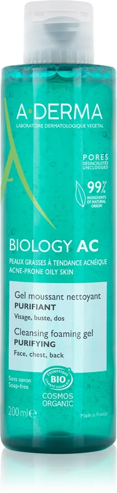 A-Derma Biology AC Renande skum-gel för fet och blandhud 200 ml