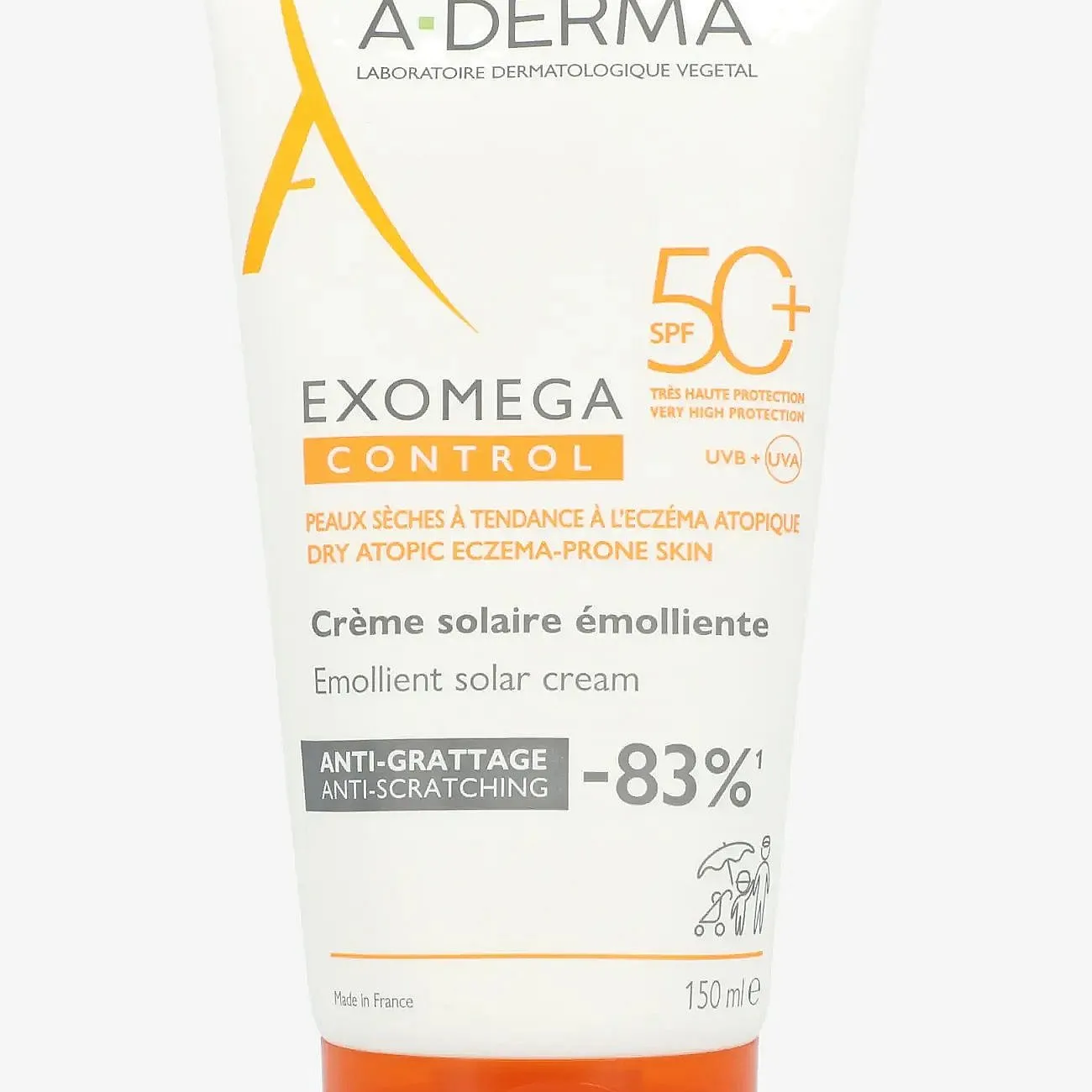 A-DERMA Exomega Control Emollient Solar Cream SPF 50+ 150 ml