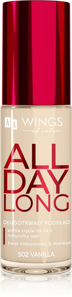 AA Wings of Color All Day Long Long Lasting Foundation Långvarig foundation Skugga 502 Vanilla 30 ml