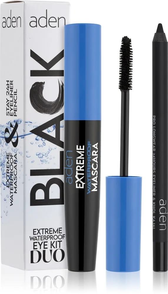 Aden Cosmetics Extreme Waterproof Eye Kit Duo Set för ögonen Skugga Black