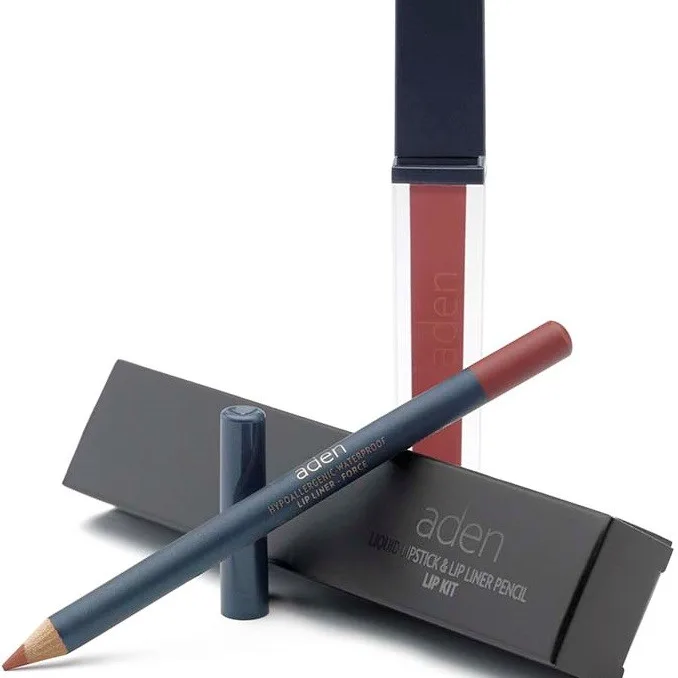 Aden Liquid Lipstick + Lipliner Pencil Set Force 06