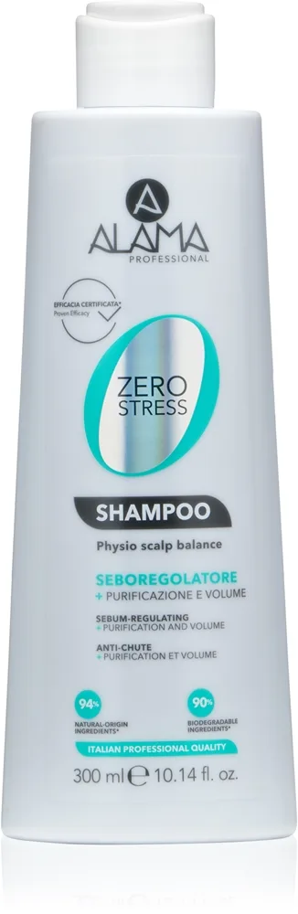 Alama Professional Zero Stress Sebum Regulating Shampoo shampoo rasvoittuvalle hiuspohjalle 300 ml