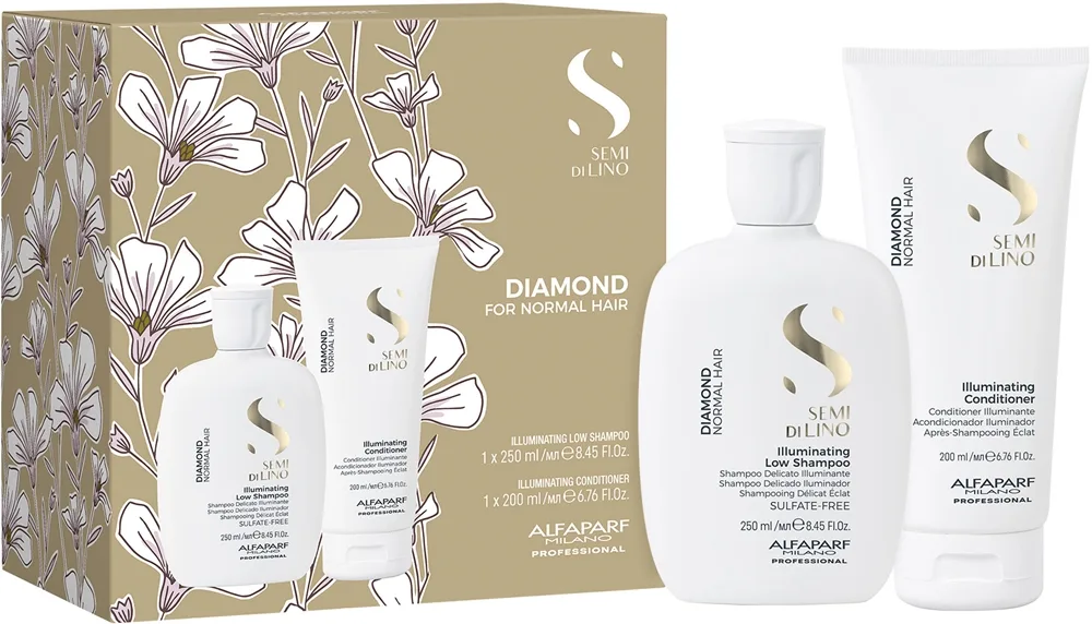Alfaparf Milano Semi di Lino Diamond Kit setti hiusten kiiltoa ja pehmeyttä lisäävä