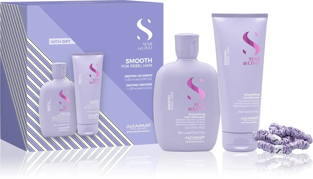 Alfaparf Milano Semi di Lino Smooth Duo Kit lahjasetti kurittomille ja pörröisille hiuksille 3 kpl
