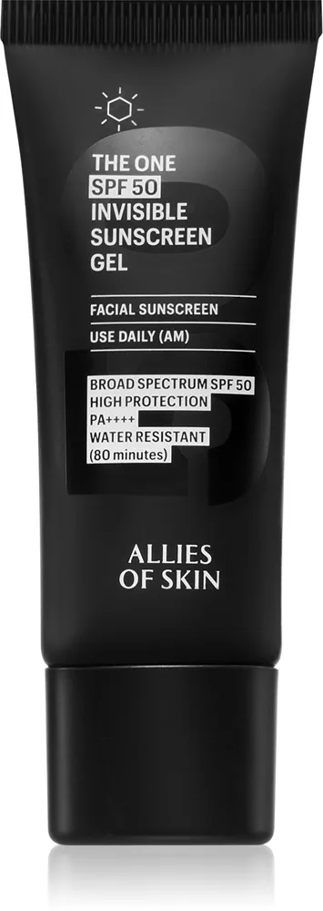 Allies of Skin Deluxe The One SPF 50 Invisible Sunscreen Gel Solkräm för ansiktet Hög solskyddsfaktor SPF 50 20 ml