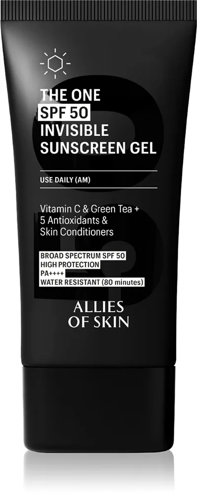 Allies of Skin The One Invisible mattende beskyttende gel SPF 50 50 ml