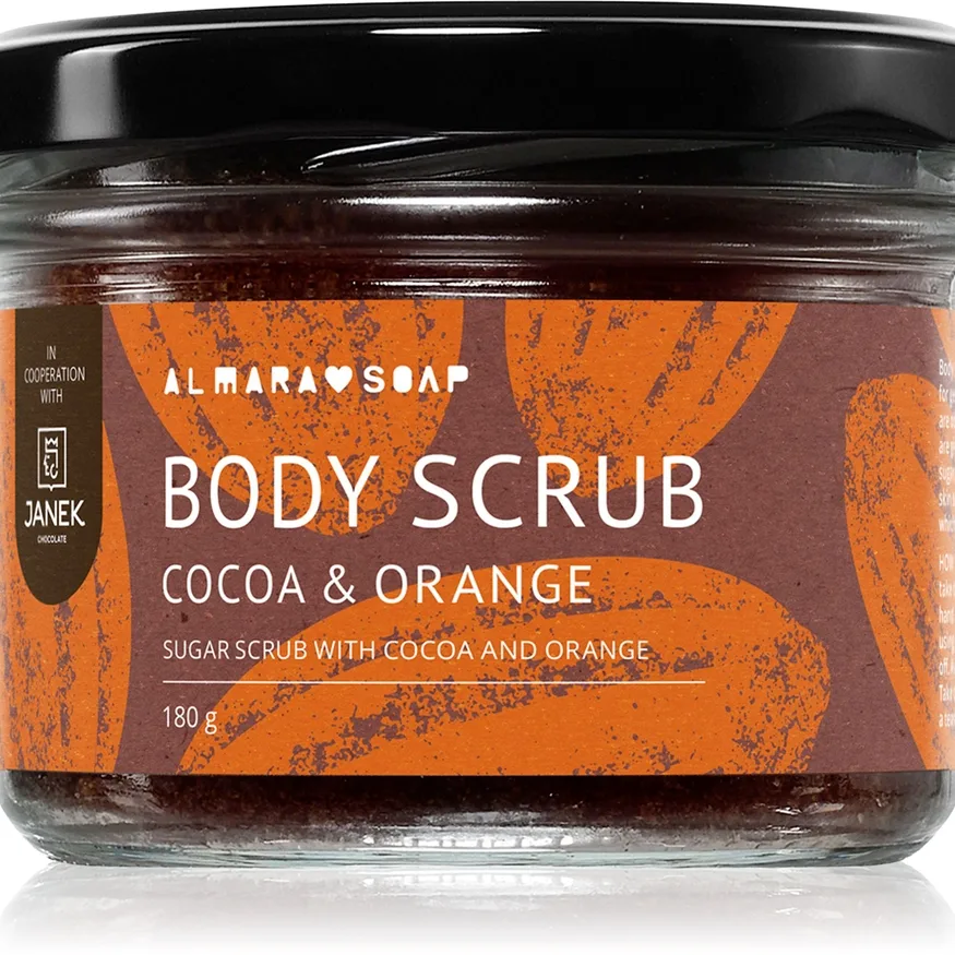Almara Soap Body Scrub Körper-Peeling mit Zucker für Cellulite mit Duft Cocoa & Orange 180 g