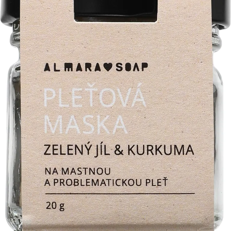 Almara Soap Face Green Clay & Turmeric Rengöringsansiktsmask För fet och problematisk hud 20 g
