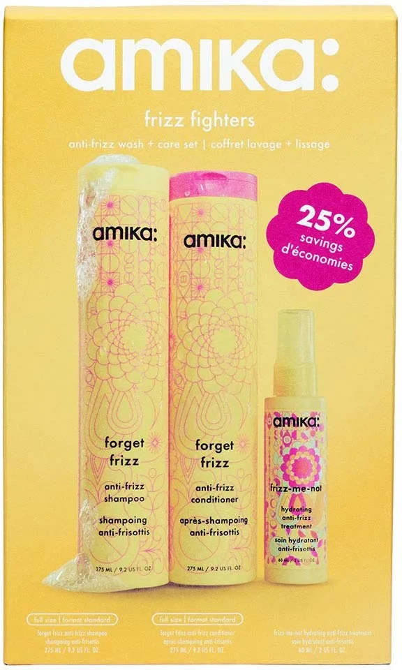 Amika Frizz Fighters Anti-Frizz Wash + Care Set 275ml x 2 + 60ml