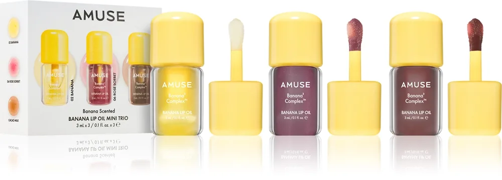 AMUSE Banana Lip Oil Mini Trio Presentförpackning för läppar