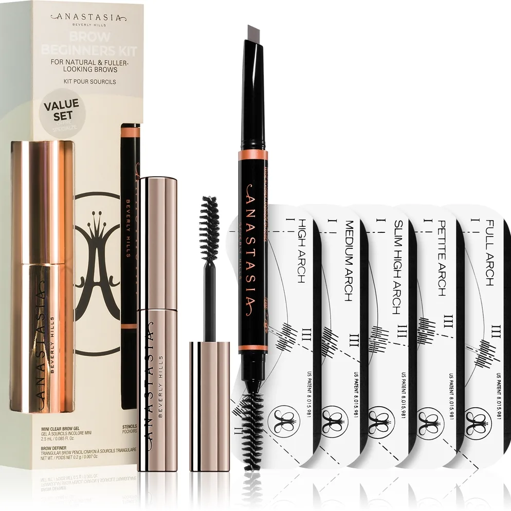 Anastasia Beverly Hills Brow Beginners Kit Set med ögonbryn Skugga Medium Brown