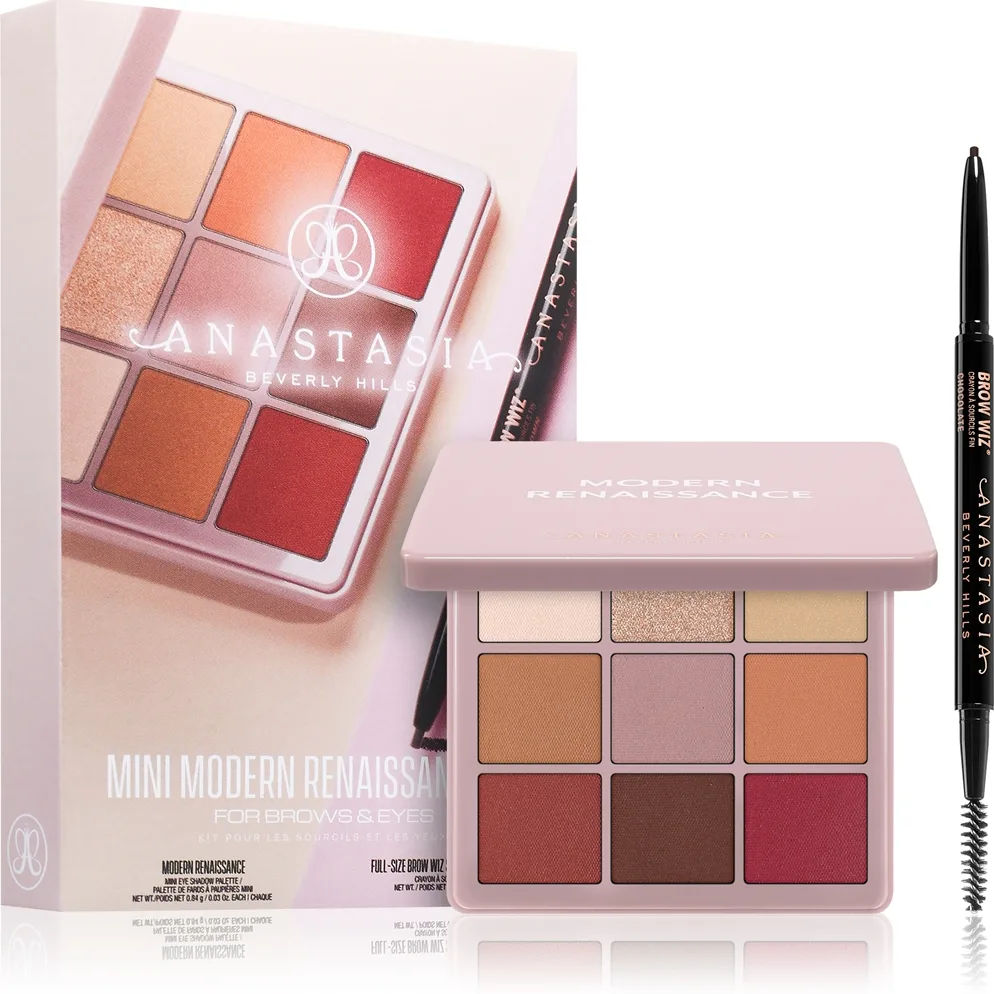 Anastasia Beverly Hills Mini Modern Renaissance Set Presentförpackning för ögon och ögonbryn Skugga Dark Brown Pencil