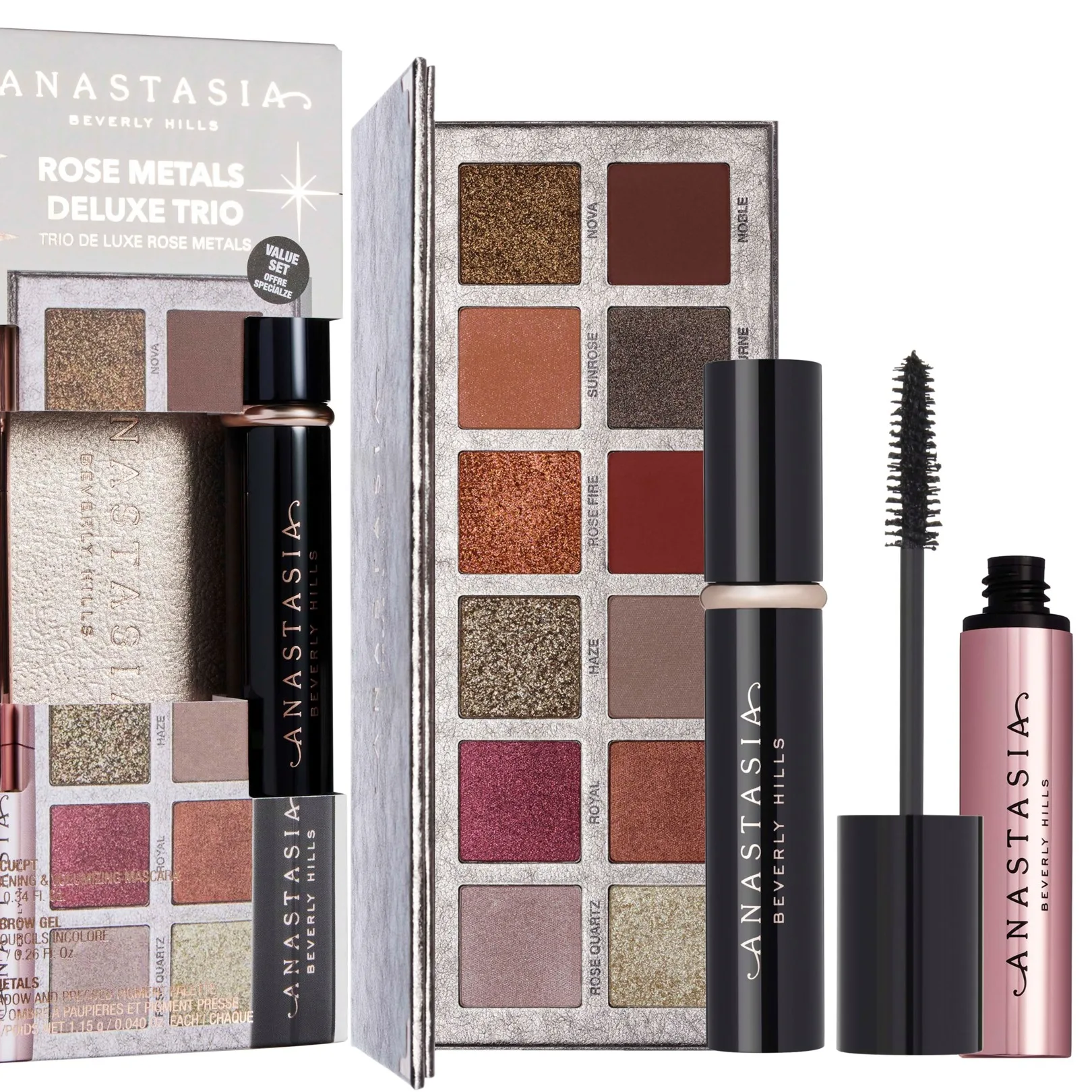 Anastasia Beverly Hills Rose Metals Deluxe Trio Presentförpackning för ögon och ögonbryn