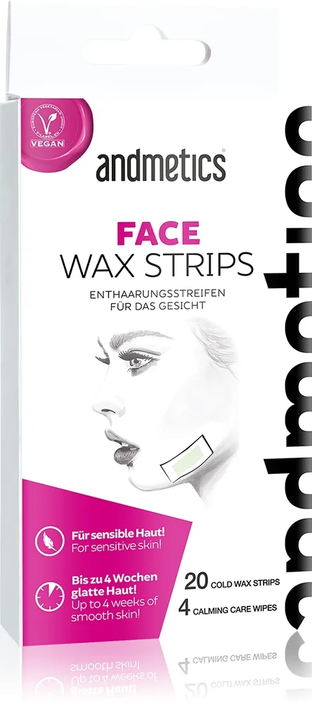 andmetics Wax Strips Face Remsor för ansiktsvaxning 20 st.