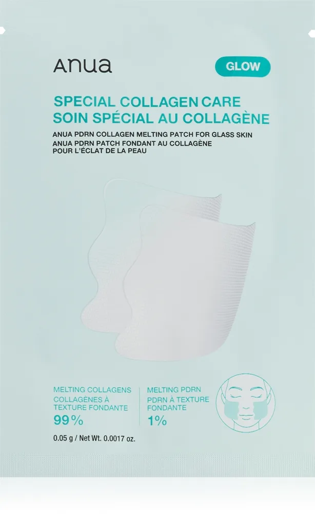 Anua PDRN Collagen Melting Patch for Glass Skin kirkastava kasvonaamio ravitsemaan ja kosteuttamaan 4 kpl
