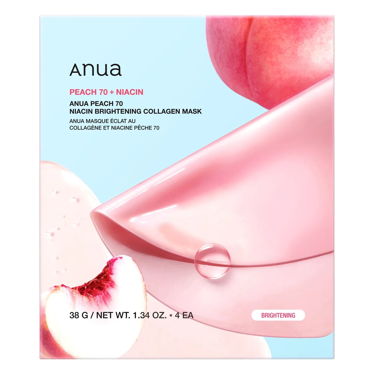 Anua Peach 70 Niacin Brightening Collagen Mask 4pk