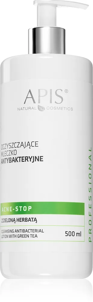 Apis Natural Cosmetics Acne-Stop Home TerApis puhdistus- ja meikinpoistomaito sisältää vihreää teetä 500 ml