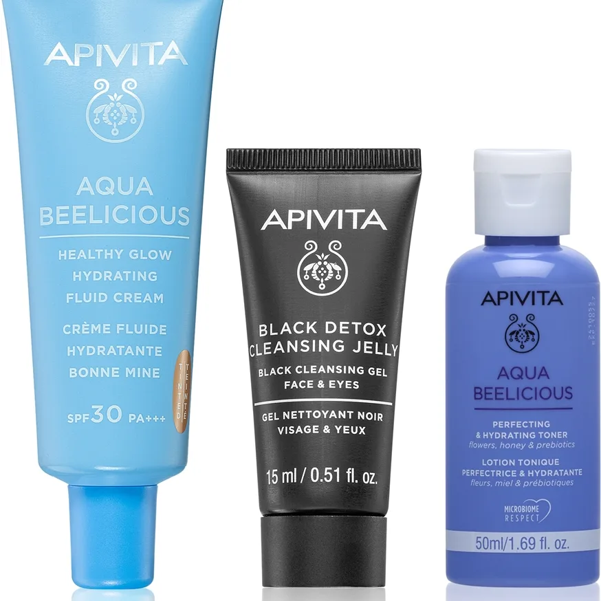 Apivita Aqua Beelicious Hydrating & Natural Coverage Routine Set ihonhoitosetti kosteuttava vaikutus
