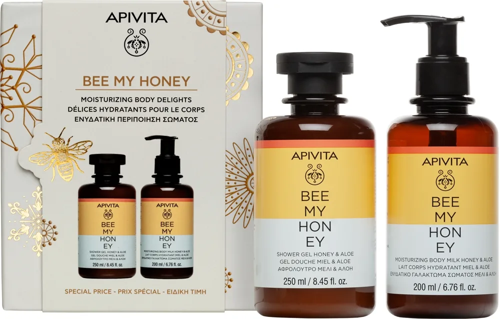 Apivita Bee My Honey Shower Gel & Body Milk Set Presentförpackning för intensiv återfuktning