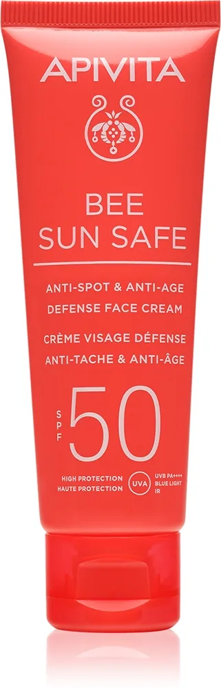 Apivita Bee Sun Safe Anti-Spot and Anti-Age Face Cream SPF 50 Skyddande kräm mot hudens åldrande SPF 50 50 ml