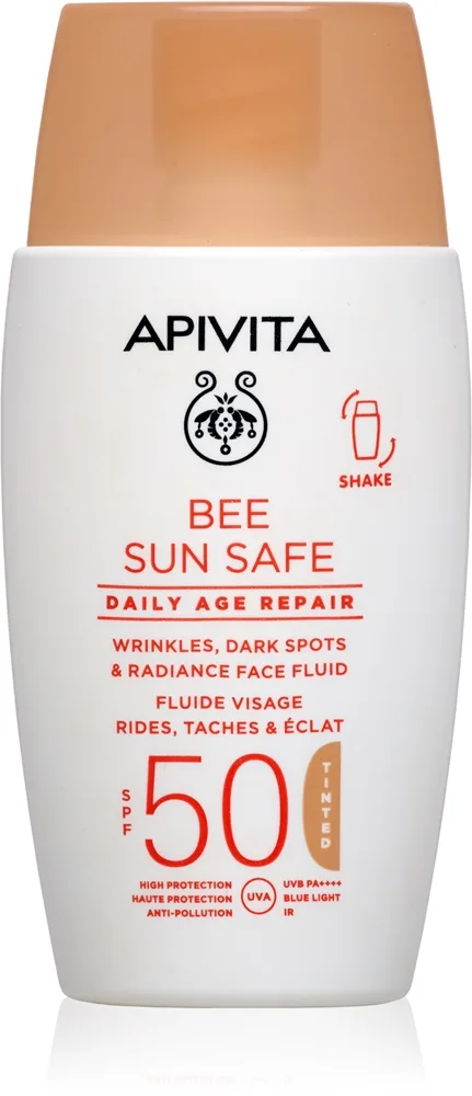 Apivita Bee Sun Safe Daily Age Repair Tinted Fluid SPF50 Tonende og beskyttende creme SPF 50 50 ml