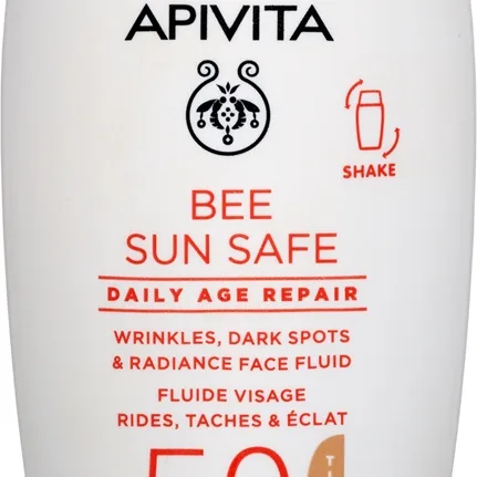 Apivita Bee Sun Safe Daily Age Repair Tinted Fluid SPF50 Tonad beskyddande kräm SPF 50 50 ml