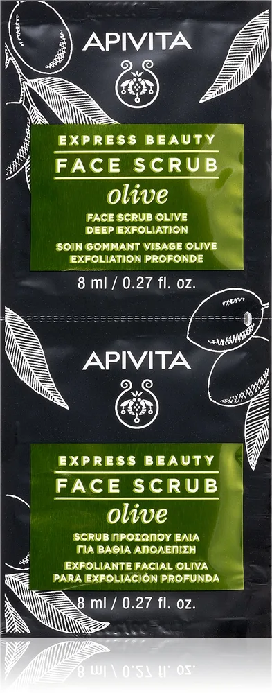 Apivita Express Beauty Exfoliating Face Scrub Olive Intensiv rensende peeling til ansigt 2 x 8 ml