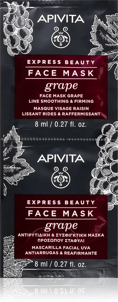 Apivita Express Beauty Firming Face Mask Grape ryppyjä ehkäisevä ja kiinteyttävä kasvonaamio 2x8 ml