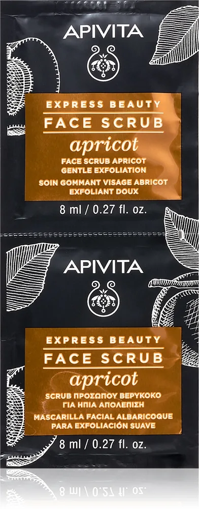 Apivita Express Beauty Gentle Face Scrub Apricot hellävarainen puhdistuskuorinta kasvoille 2x8 ml