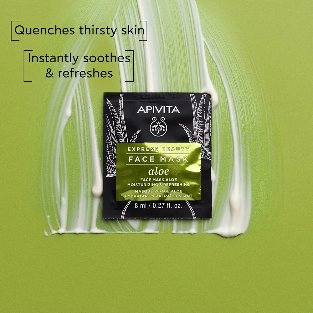 Apivita Express Beauty Moisturizing Face mask Aloe Uppfriskande fuktgivande mask för ansikte 2x8 ml