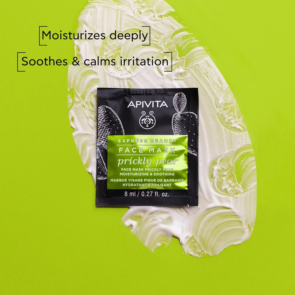 Apivita Express Beauty Moisturizing Face Mask Prickly Pear Lindrande ansiktsmask med återfuktande effekt 2x8 ml