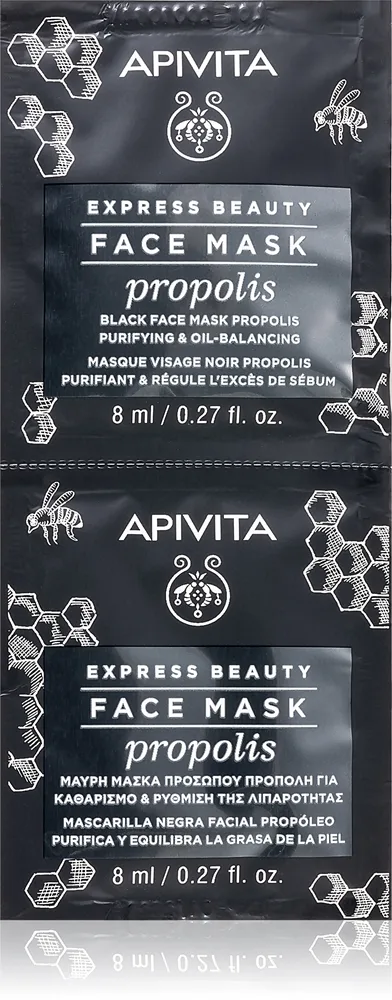Apivita Express Beauty Purifying Face Mask Propolis musta puhdistusnaamio rasvoittuvalle iholle 2x8 ml