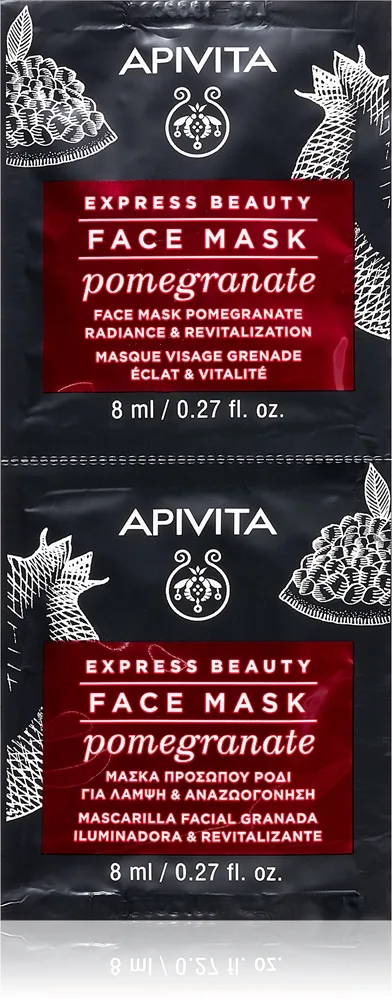 Apivita Express Beauty Revitalizing Face Mask Pomegranate elävöittävä ja kirkastava kasvonaamio 2x8 ml