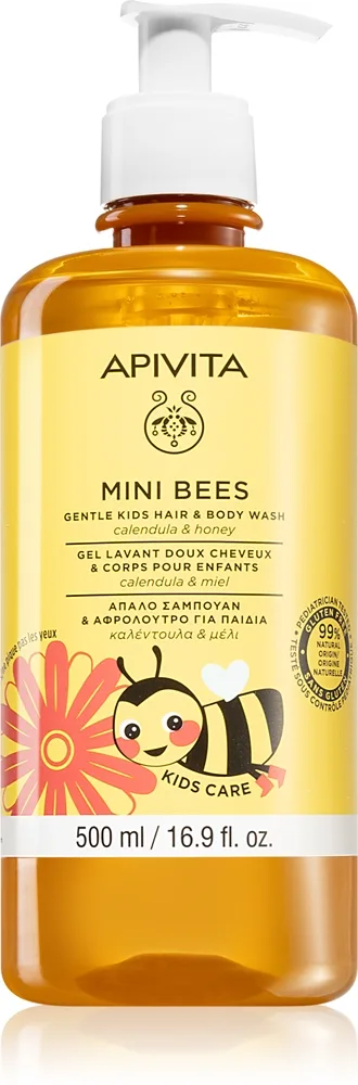 Apivita Mini Bees Gentle Kids Hair&Body wash Calendula&Honey Tvätt-gel för kropp och hår 75 ml