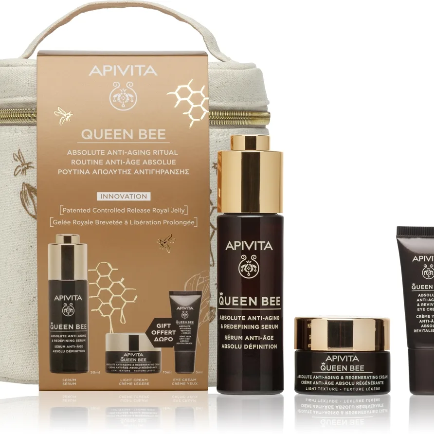 Apivita Queen Bee Anti-Aging Routine Set (with Light Cream) uppsättning för hudvård med effekt mot åldrande