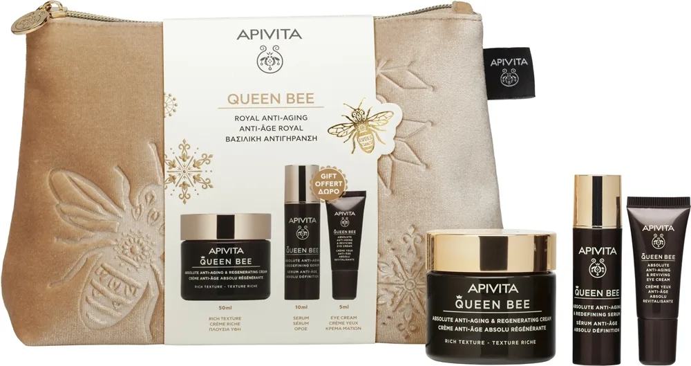 Apivita Queen Bee Gift Pouch (with Rich Cream) lahjasetti ihon ikääntymisen ehkäisyyn