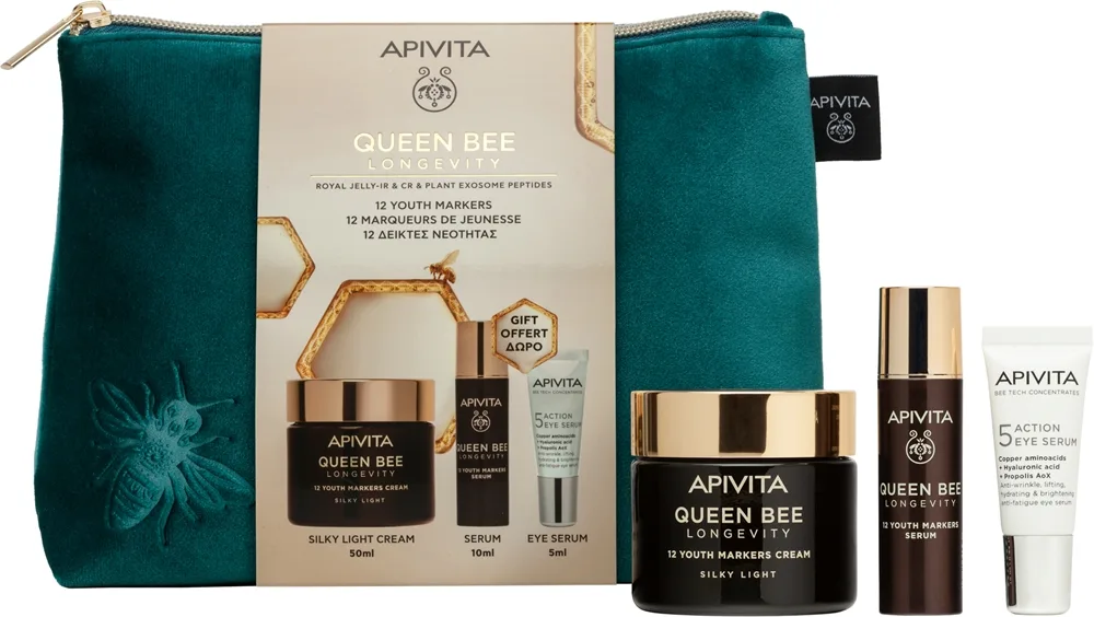 Apivita Queen Bee Longevity julklappsset För global ålderstrotsande hudvård