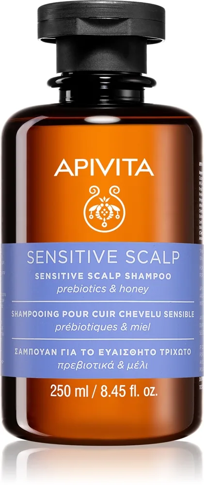 Apivita Sensitive Scalp Shampoo shampoo herkälle ja ärtyneelle päänahalle ei sisällä sulfaatteja 250 ml