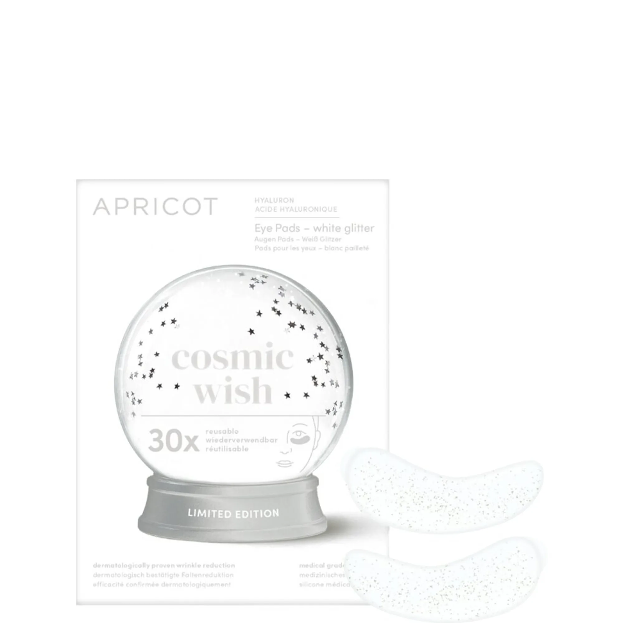APRICOT Återanvändbar ögonpad med hyaluronsyra - White Glitter Eye patches