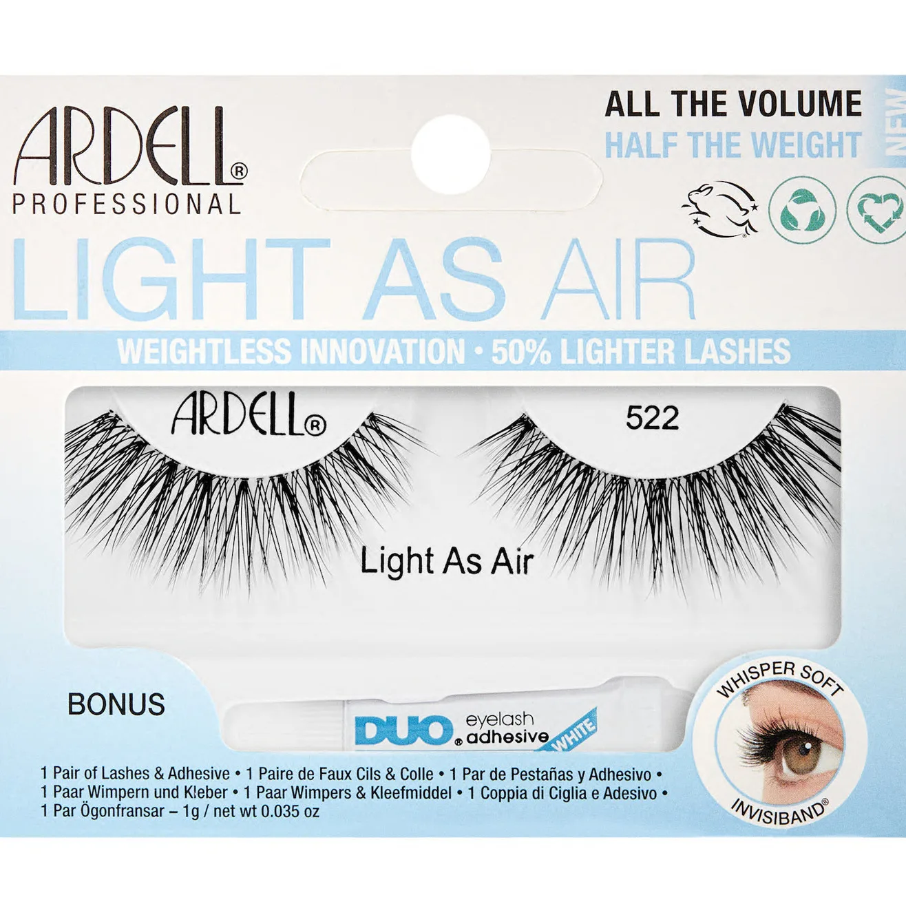 Ardell Light As Air Falske øjenvipper Med lim type 522 1 g