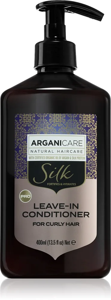 Arganicare Silk Protein Leave-In Conditioner hiuksiin jätettävä hoitoaine kiharille hiuksille 400 ml