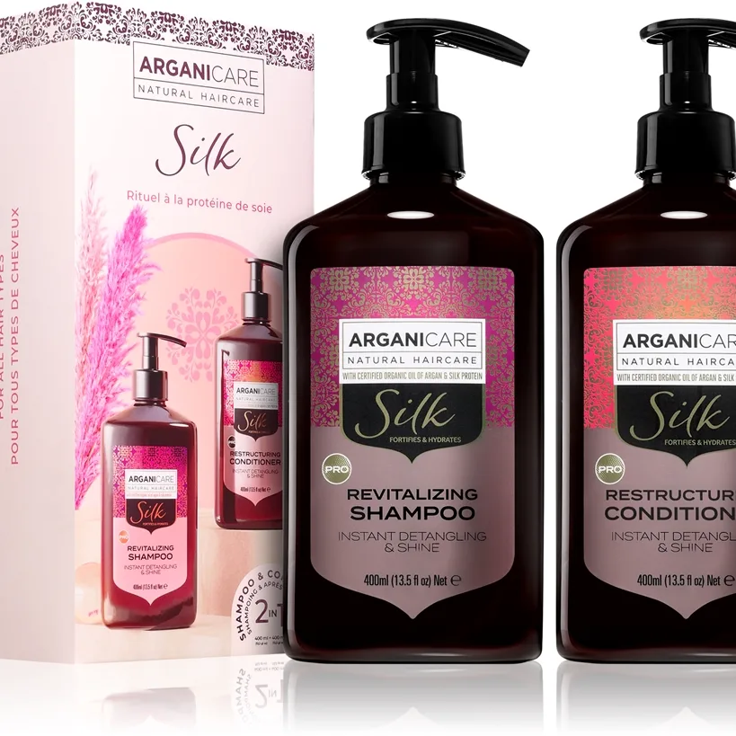 Arganicare Silk Protein Set lahjasetti sisältää silkkiproteiineja 1 kpl