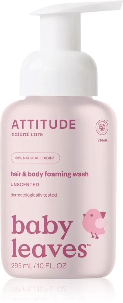 Attitude Baby Leaves Unscented Tvättskum 2-i-1 för Barn 295 ml