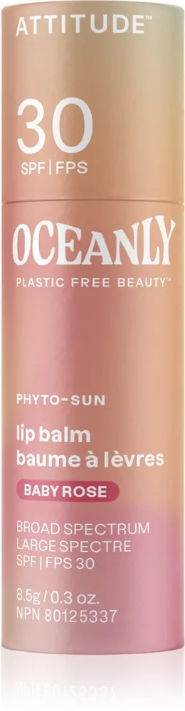 Attitude Oceanly Plastic Free Beauty Tonad läppbalsam SPF 30 Skugga Peachy Shell 8.5 g