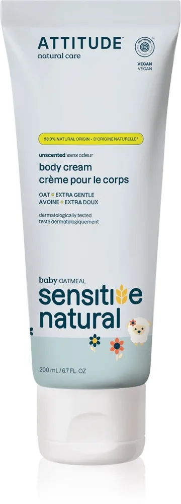 Attitude Sensitive Natural Baby Oatmeal Fuktgivande och lindande kräm för känslig hud för Barn 200 ml