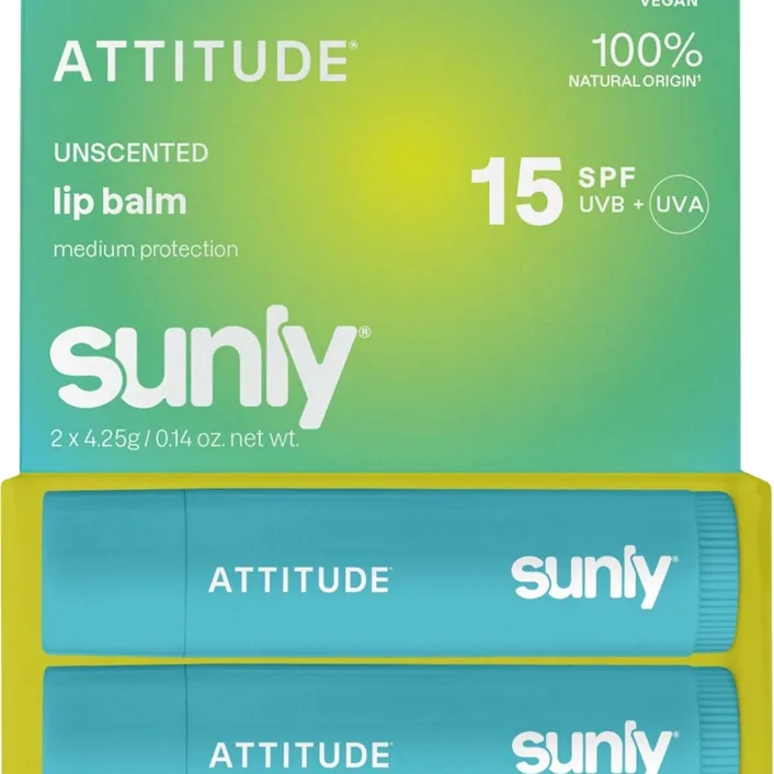 Attitude Sunly Lip Balm huulivoide hajusteeton 2x4.25 g