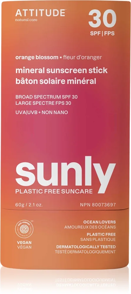 Attitude Sunly Orange Blossom mineraaliaurinkosuojavoide patukassa SPF 30 60 g
