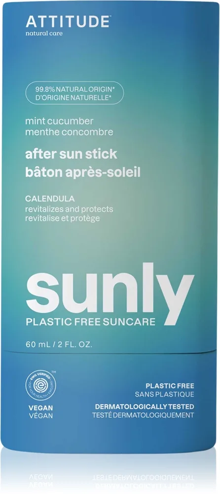 Attitude Sunly Plastic Free Suncare Lindrande after sun kräm Mint, Cucumber 60 g