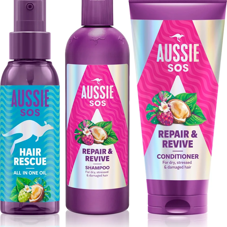 Aussie SOS Set setti rasittuneille hiuksille ja päänahalle