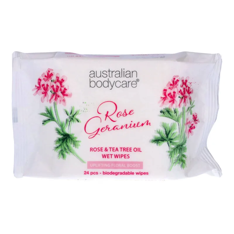 Australian Bodycare Rose & Tea Tree Oil Wet Wipes (U) 24 stk.